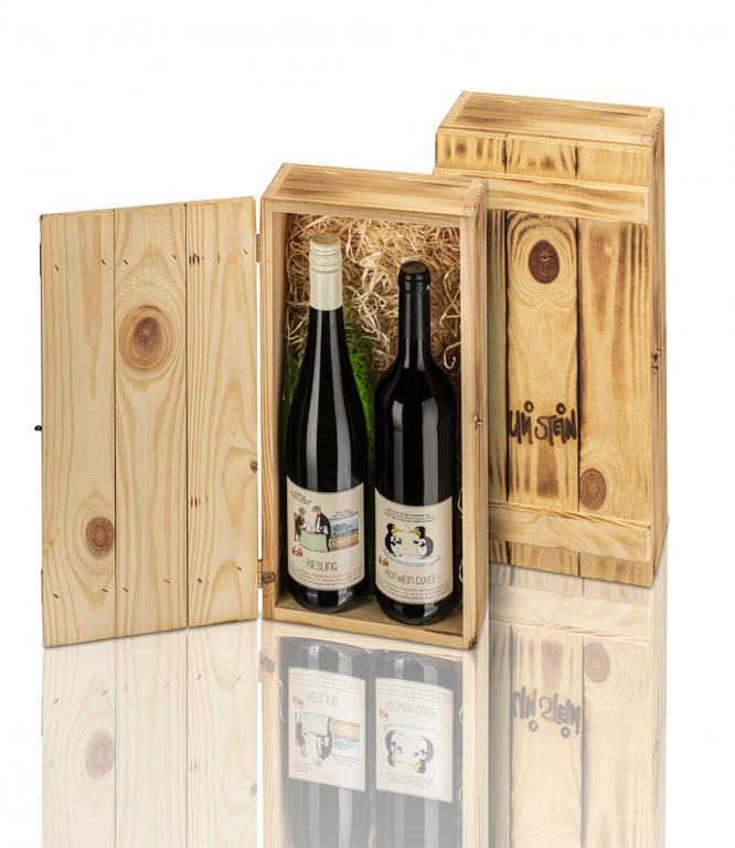 2er Geschenkkiste Holz mit Uli Stein Branding