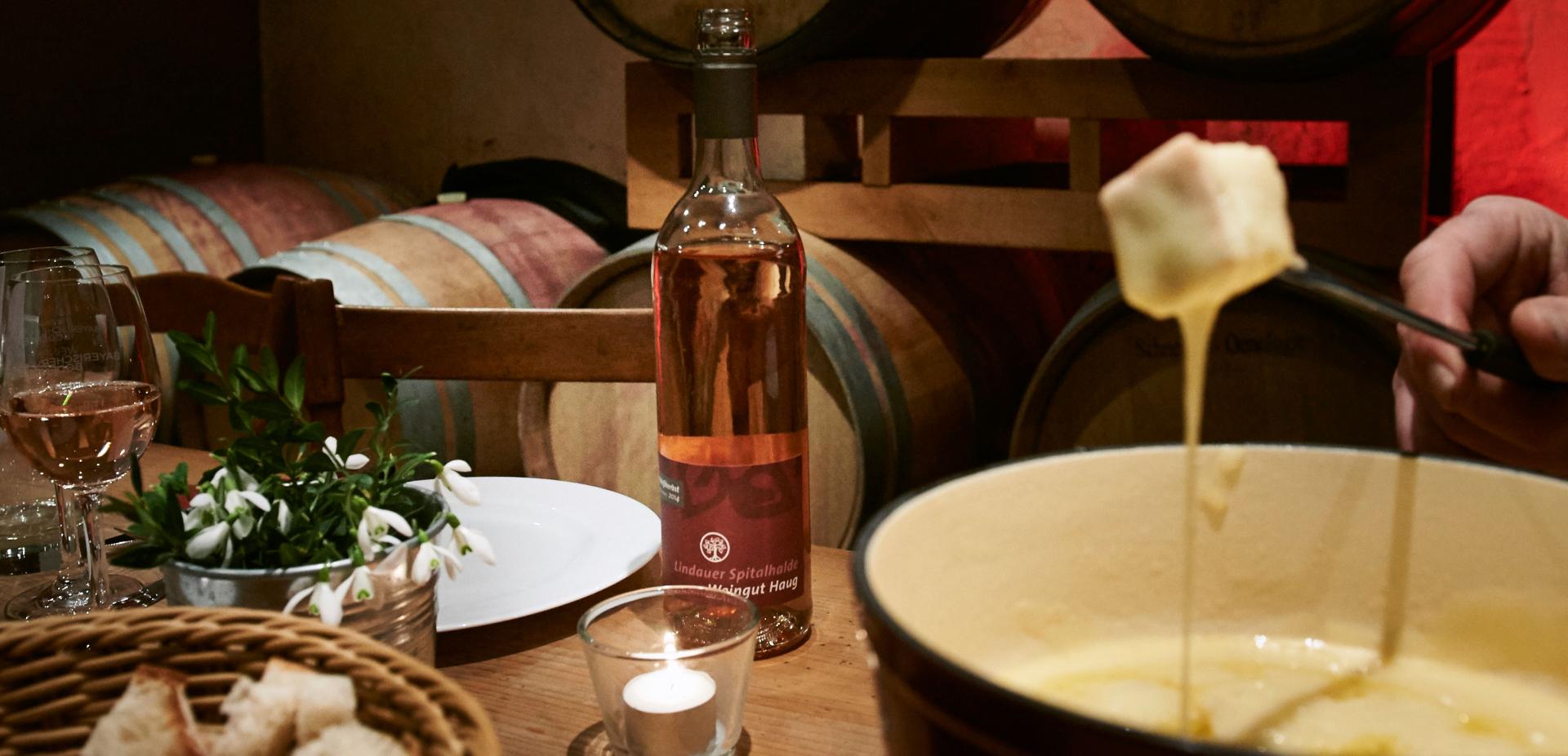 Wein und Käsefondue